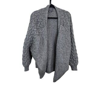 Anthropologie Open Front Cable Knit Cardigan Shawl Wrap, Grey, One Size